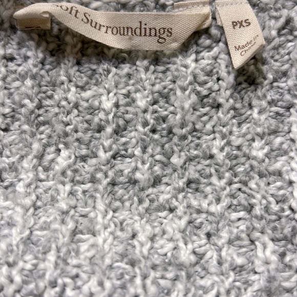 Soft Surroundings Heather Gray Sweater with Lace Hem - Picture 4 of 5